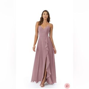 Azazie bridesmaid dress style “Azazie Naeem” color dusty rose.